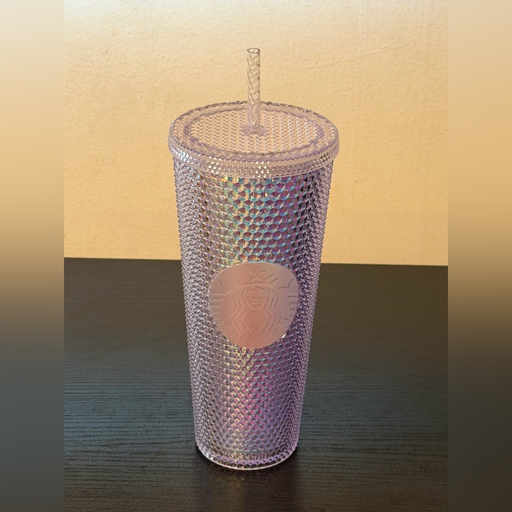 Starbucks 2021 White Iridescent Crystal Diamond Studded 24oz Cold Cup